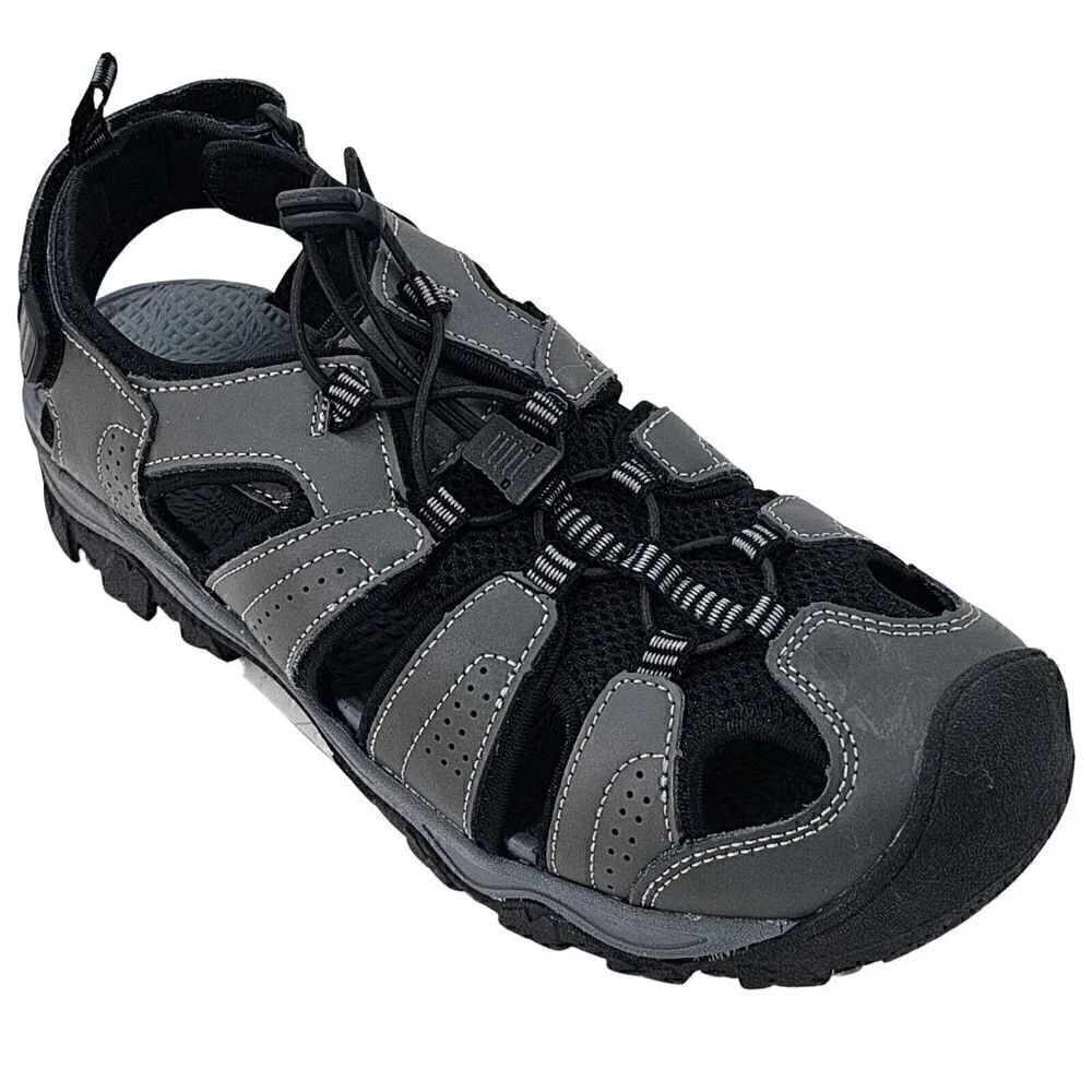 EDDIE BAUER Stewart Bump Toe Gray Leather Bump Toe Fishermans Sandal 11M